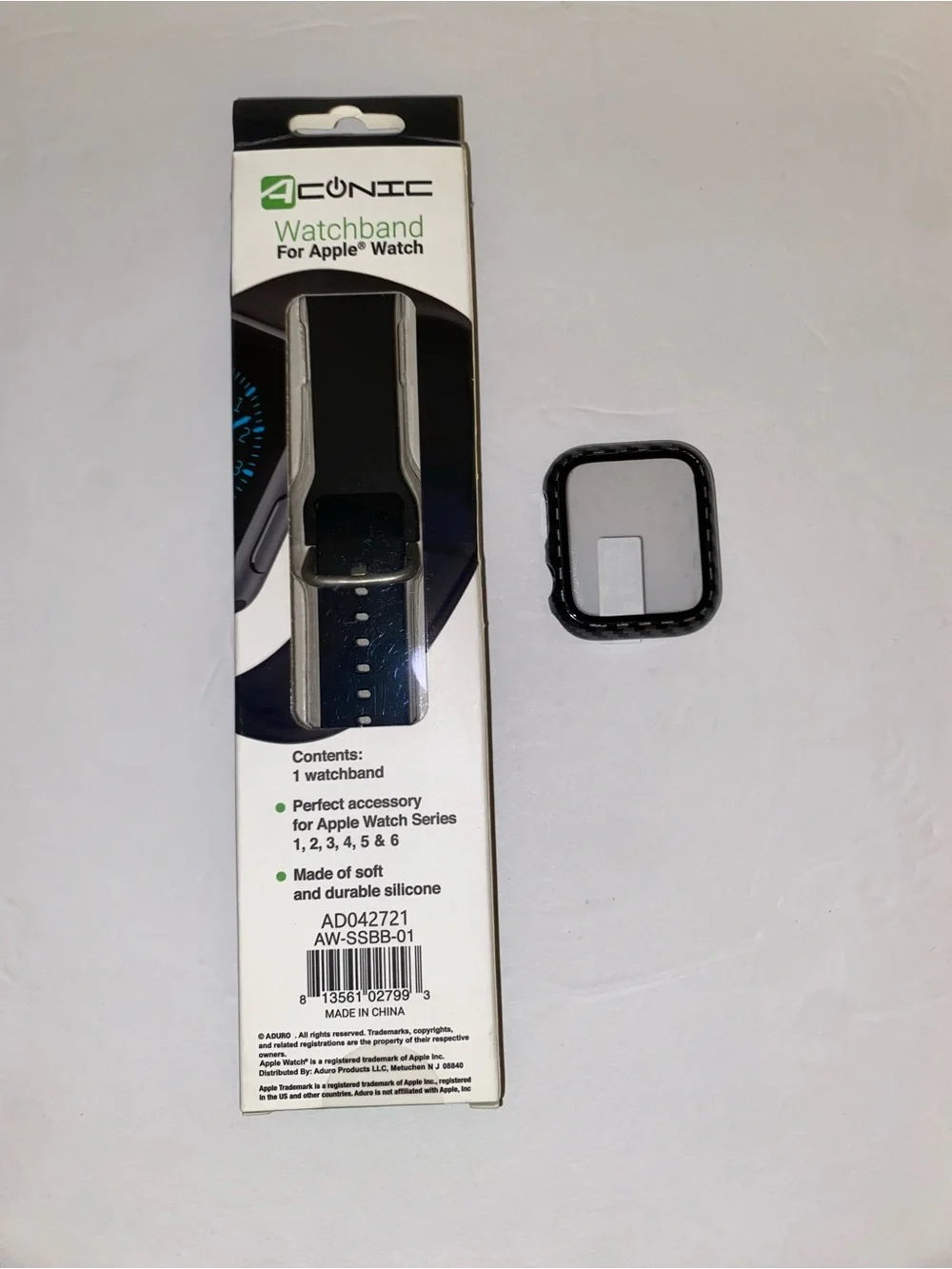 4-UNIC Watchband + Case for Apple Watch - Black Carbon Fiber 38/40mm